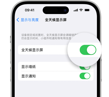 相城苹果15预约维修分享iPhone15如何设置全天候显示屏幕可见 